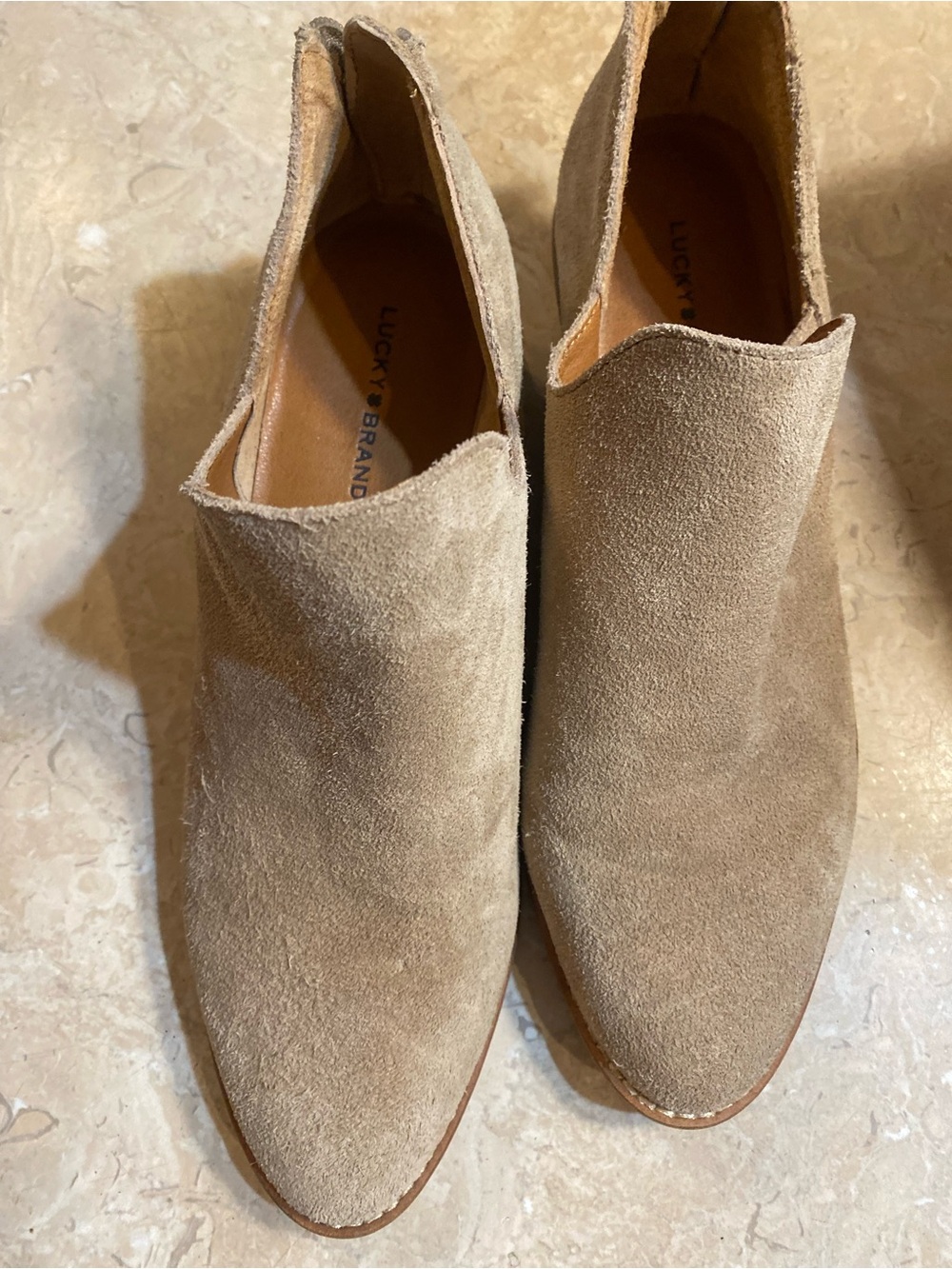 Lucky Brand Women’s Beige Suede Ankle Boots